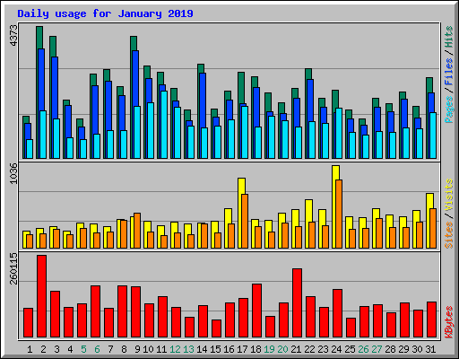 Daily usage for January 2019