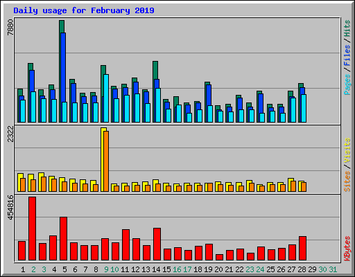 Daily usage for February 2019