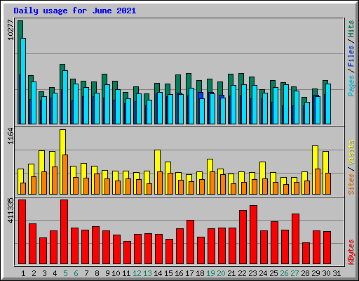 Daily usage for June 2021