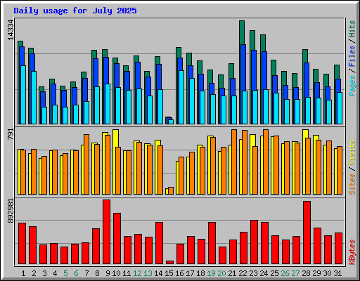 Daily usage for July 2025