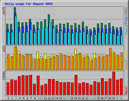 Daily usage for August 2025