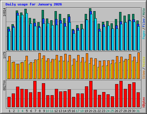 Daily usage for January 2026
