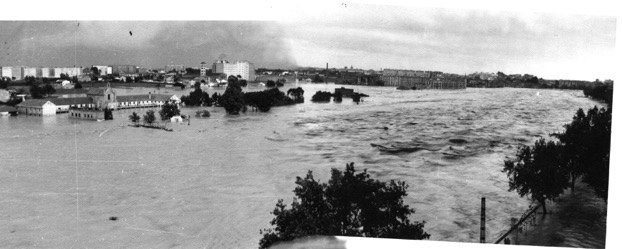 Überschwemmtes Valencia am 15. Oktober 1957